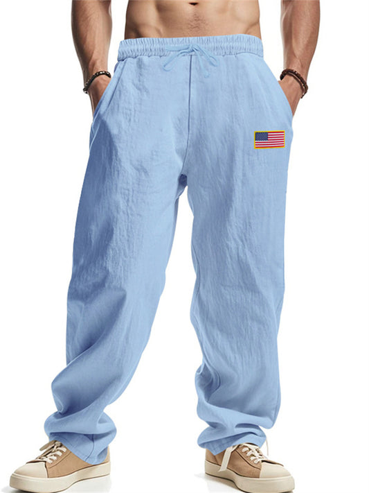 New Arrival Men's Linen Casual Pants - American Hip-Hop Wide-Leg Solid-Color Straight-Leg Pants