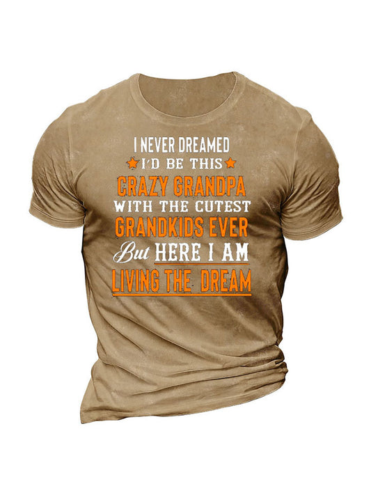 Casual Round Neck Short Sleeve Spot Hot Monogram Print Loose Pullover Men's T-shirt