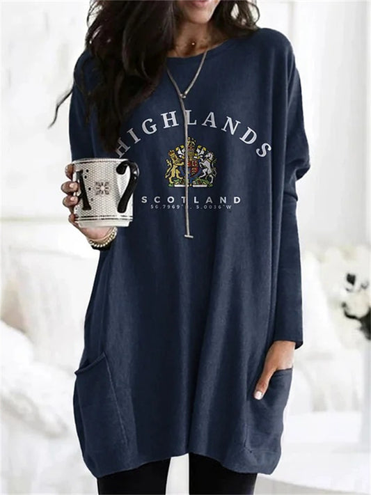 Women's New Arrival 3D Animal Print Fashion Crew Neck Mid-Length Fall/Winter Top T-Shirt