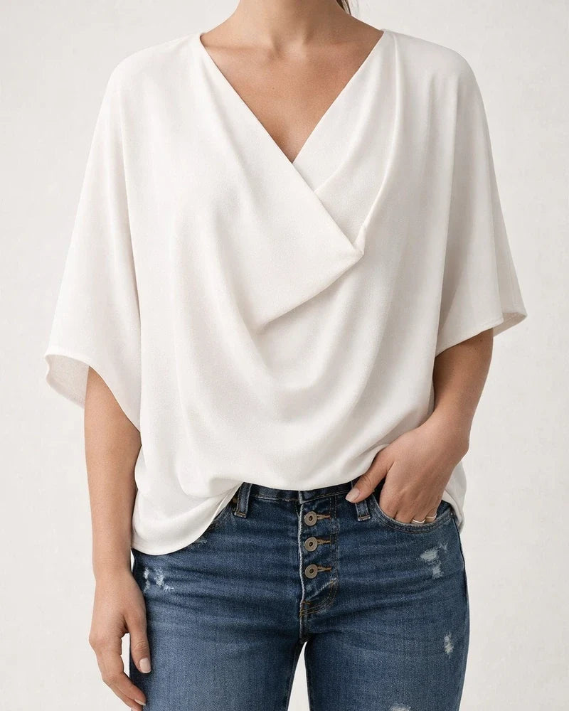 Europe and The United States Chiffon Solid Color Shirt Loose V-neck Flared Sleeves Casual Shirt T-shirt Women | JRSEE:d3615596-2422-4fa0-99dc-3a321e5adb70
