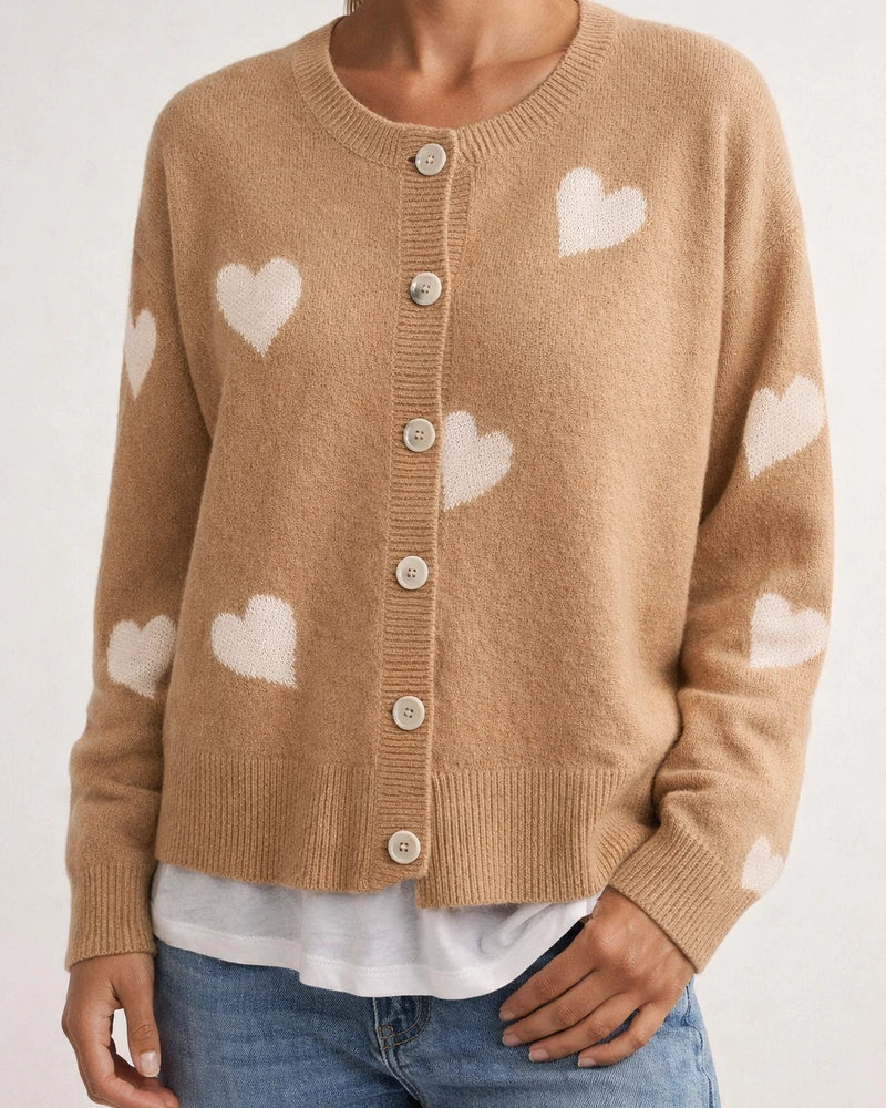 Europe and The United States in The Fall and Winter New Women's Knitwear Love Print Cardigan Sweater | JRSEE:57613398-779b-4820-a829-348a67e9e060