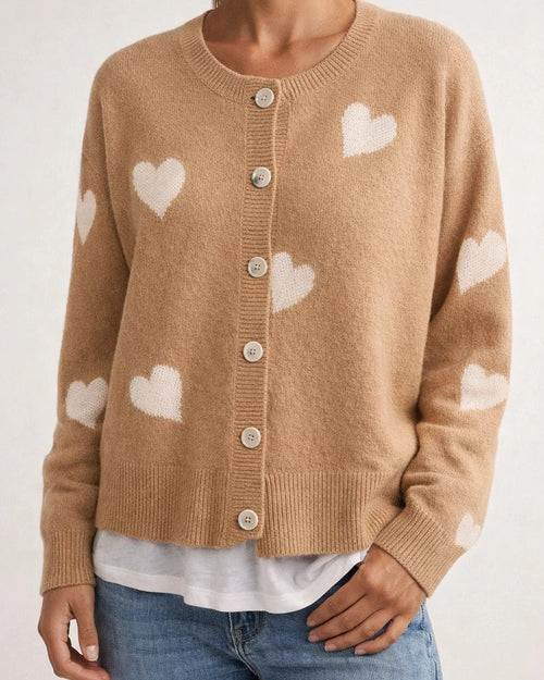 Europe and The United States in The Fall and Winter New Women's Knitwear Love Print Cardigan Sweater | JRSEE:57613398-779b-4820-a829-348a67e9e060