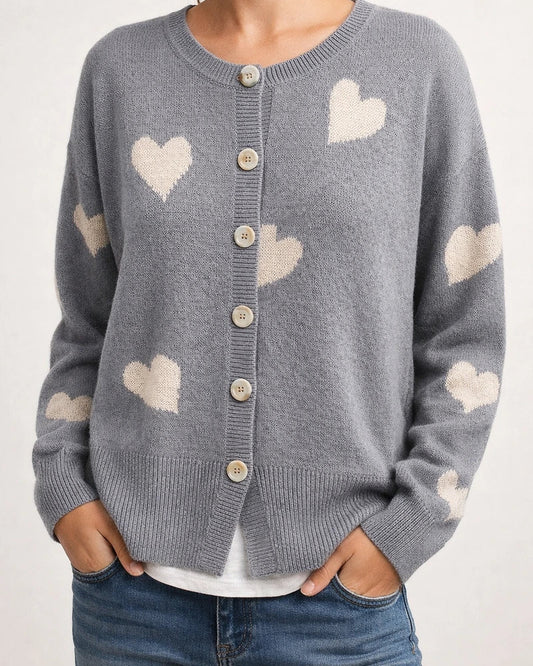 Europe and The United States in The Fall and Winter New Women's Knitwear Love Print Cardigan Sweater | JRSEE:3222f52e-f39c-4e84-bb62-d6dfcbdc6c1d