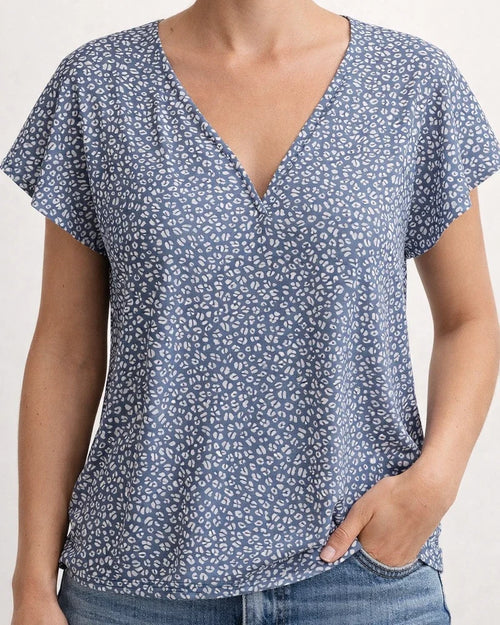 Europe and The United States Summer Women's Floral Casual V-neck Chiffon Shirt Loose Simple Short-sleeved Blouse | JRSEE:de2ee0d8-e0e8-4bca-8b01-c185dc9b2b17
