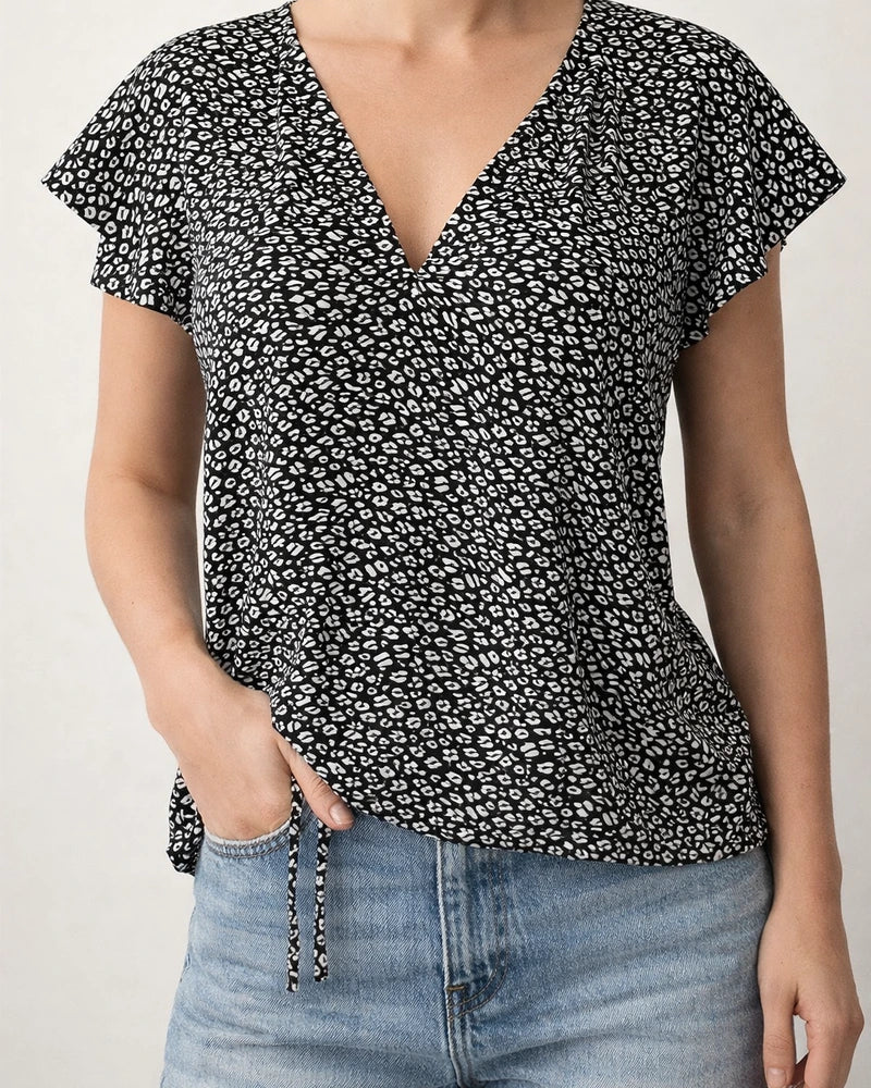 Europe and The United States Summer Women's Floral Casual V-neck Chiffon Shirt Loose Simple Short-sleeved Blouse | JRSEE:77d29615-def7-4c14-aae4-6b0101f65cbf