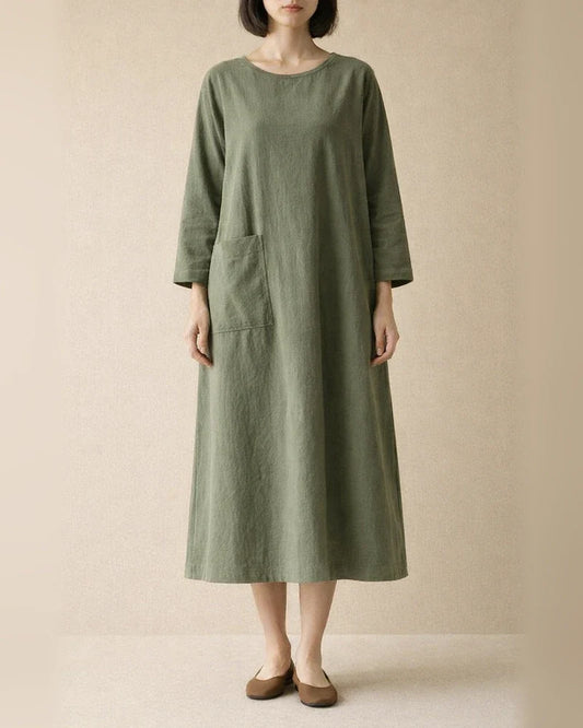 Explosive Cotton Linen Dress Mid-length Arts and Culture Retro Long-sleeved Mori Girl Department Large Size Women's Clothing | JRSEE:19f4f254-dac0-495a-9ee8-e9a724bff1f2