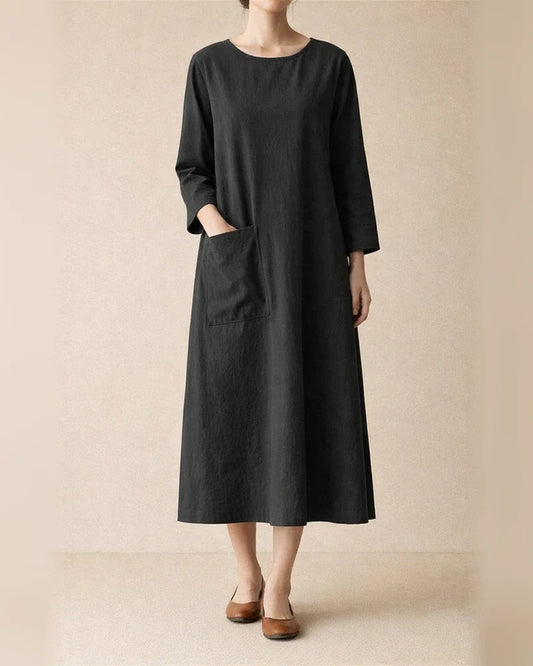 Explosive Cotton Linen Dress Mid-length Arts and Culture Retro Long-sleeved Mori Girl Department Large Size Women's Clothing | JRSEE:fd6a2093-fd4d-4b2c-8ed0-bfd32f18e76f