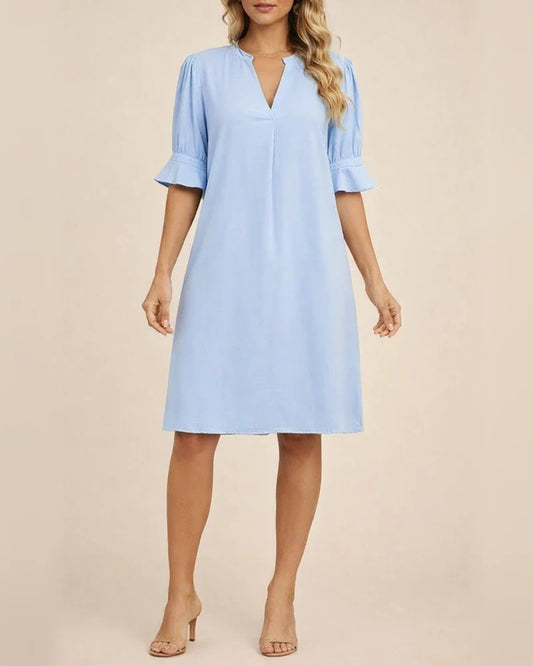Explosive Doll Dresses In Europe and The United States New Women's Square Neck Silky Shrink Pleated Ruffle Sleeves High Waist Loose Dresses | JRSEE:2dc75380-dbdf-415e-8caf-3820f7d78f88