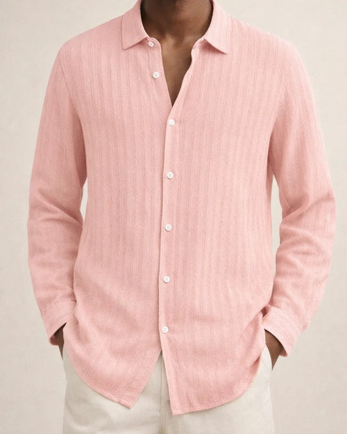 Explosive Four Seasons Long-sleeved Lapel Loose Type Buttons Cotton Linen Striped Cardigan Shirt Men's Clothing | JRSEE:a7810bb1-2e90-4344-9ff5-426f4540775e