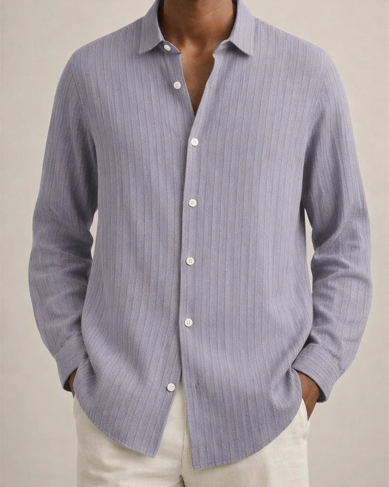 Explosive Four Seasons Long-sleeved Lapel Loose Type Buttons Cotton Linen Striped Cardigan Shirt Men's Clothing | JRSEE:a35cfa68-d0c9-44ed-8f63-8913570e123c