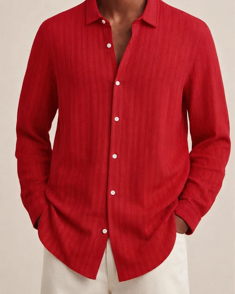 Explosive Four Seasons Long-sleeved Lapel Loose Type Buttons Cotton Linen Striped Cardigan Shirt Men's Clothing | JRSEE:a1e2e63b-91c8-4197-9b7f-4e8e2c9cc296