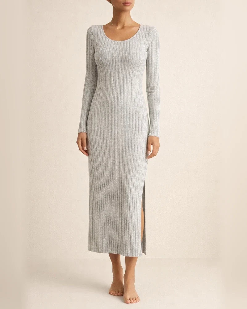 Explosive New Fall and Winter Long-sleeved Round Neck Split Knit Long Slim Some Elegant Wind Dresses for Women | JRSEE:76e47a05-0ab6-401b-828f-cfc2d35727d6