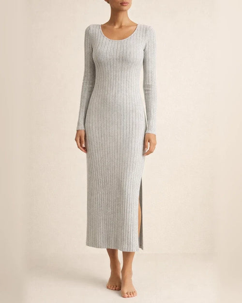 Explosive New Fall and Winter Long-sleeved Round Neck Split Knit Long Slim Some Elegant Wind Dresses for Women | JRSEE:76e47a05-0ab6-401b-828f-cfc2d35727d6