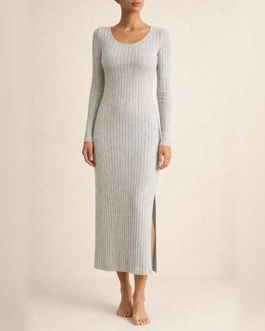 Explosive New Fall and Winter Long-sleeved Round Neck Split Knit Long Slim Some Elegant Wind Dresses for Women | JRSEE:76e47a05-0ab6-401b-828f-cfc2d35727d6
