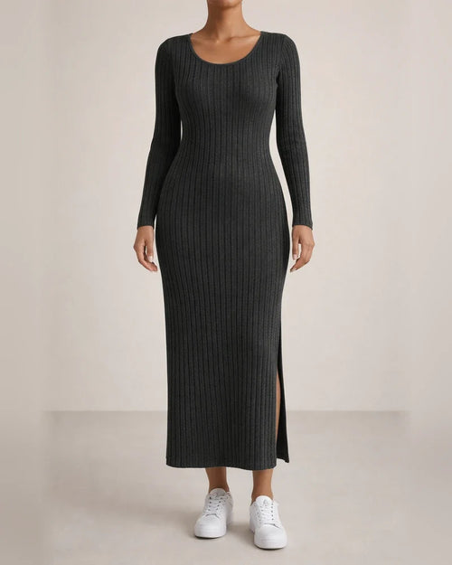 Explosive New Fall and Winter Long-sleeved Round Neck Split Knit Long Slim Some Elegant Wind Dresses for Women | JRSEE:adae82a7-ceb6-424d-ad2a-5ae03b4336c7