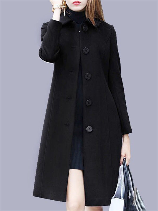 Women's Coat Fleece Jacket Casual Jacket Office Office / Career Street Winter Fall Long Coat Regular Fit Warm Traditional / Vintage Classic Style Casual Jacket Long Sleeve Solid Color Pure Color Slim
