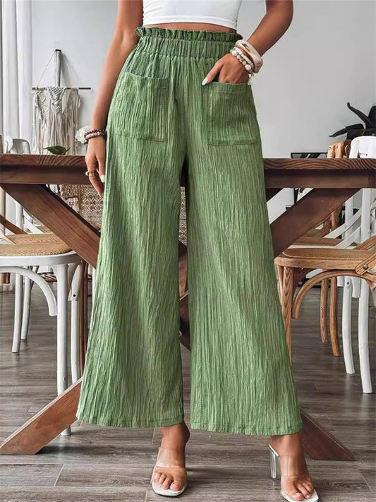 Women's Lightweight Solid-Color Casual Straight-Leg Pants for Summer
