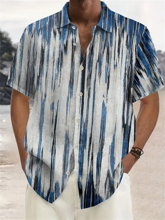 New Summer Beach Hawaiian Print Short-Sleeve Shirt