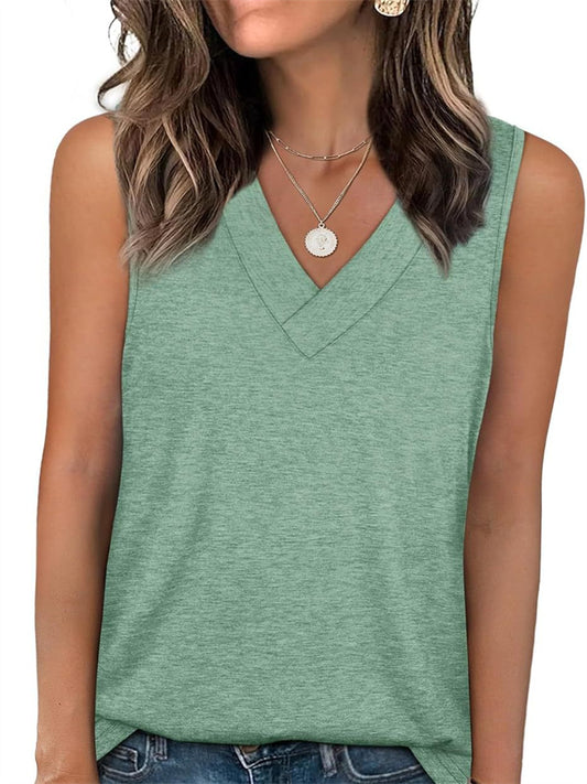 Women's Summer Ladies Tops V-neck Loose Sleeveless Casual Undershirts