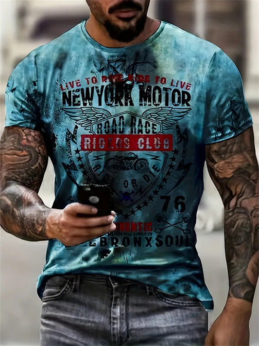Men's Vintage Abstract Pattern 3D Digital Printing Summer Casual Short-sleeved T-shirt