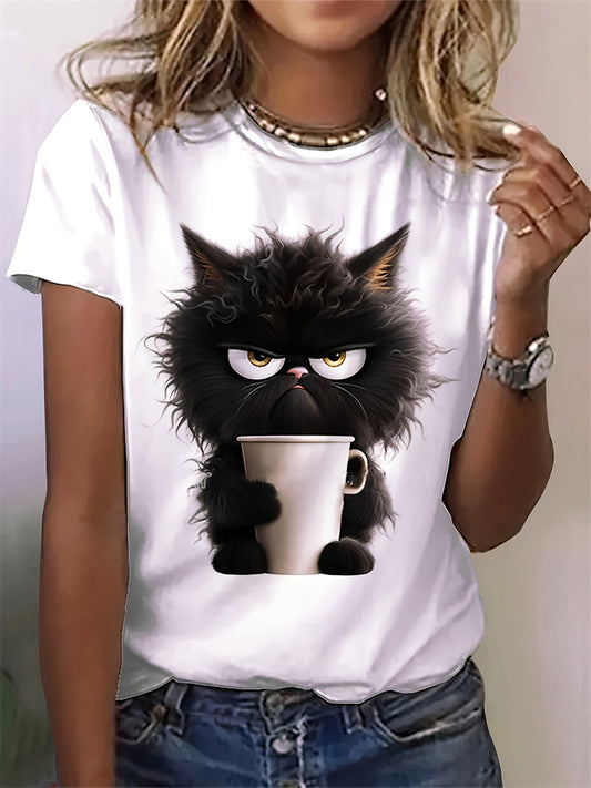 New Summer Casual Women's Animal Print Short-Sleeve Crew-Neck T-Shirt