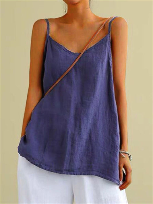 Cotton and Linen Camisole Undershirt Ladies Summer New Loose Cotton and Linen Sleeveless Bottoming Tops