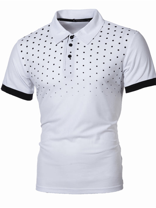 Men's Polo Shirt Golf Shirt Polka Dot Turndown Black / Red Blue Orange Dark Gray Red Outdoor Daily Short Sleeve Button-Down Clothing Apparel Classic