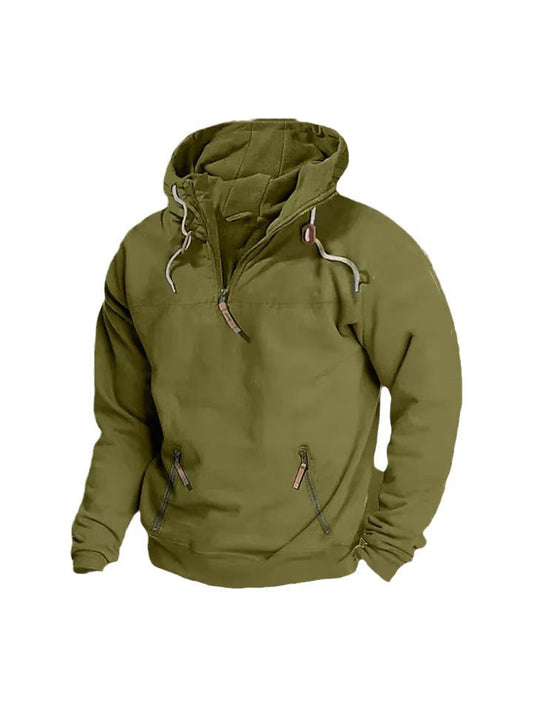 Light Mature Casual Hooded Pullover Long-sleeved Solid Color Sweater Men's Casual Sweater Youth Thickened Jacket Men