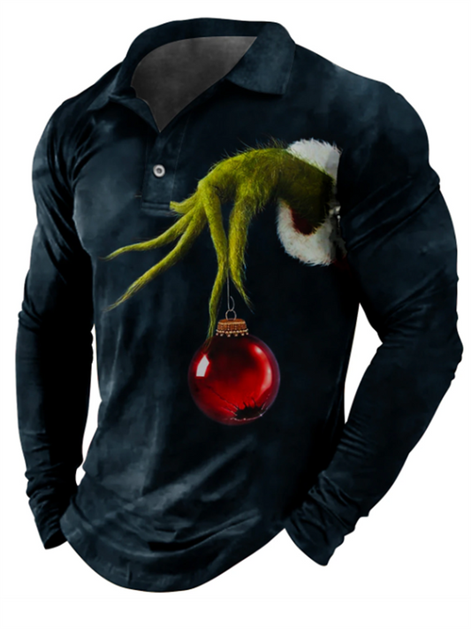 Men's Polo Shirt Golf Shirt Graphic Prints Turndown Wine Black Blue Brown Green 3D Print Street Casual Long Sleeve Button-Down Print Clothing Apparel Fashion Designer Casual Soft