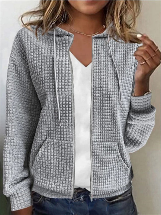 Women's Zipper Hooded Cardigan Long-sleeved Sweater Long-sleeved Jacket