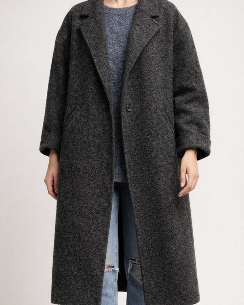 Fall and Winter Long Tweed Jacket Temperament Commuter Without Belt Lapel Loose Type Tweed Jacket Female | JRSEE:60984e83-8991-4bb0-a5cf-a74174481c40
