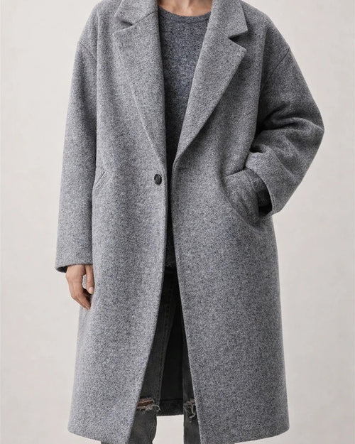 Fall and Winter Long Tweed Jacket Temperament Commuter Without Belt Lapel Loose Type Tweed Jacket Female | JRSEE:0ca3be74-593b-4924-9550-7d56413098e5