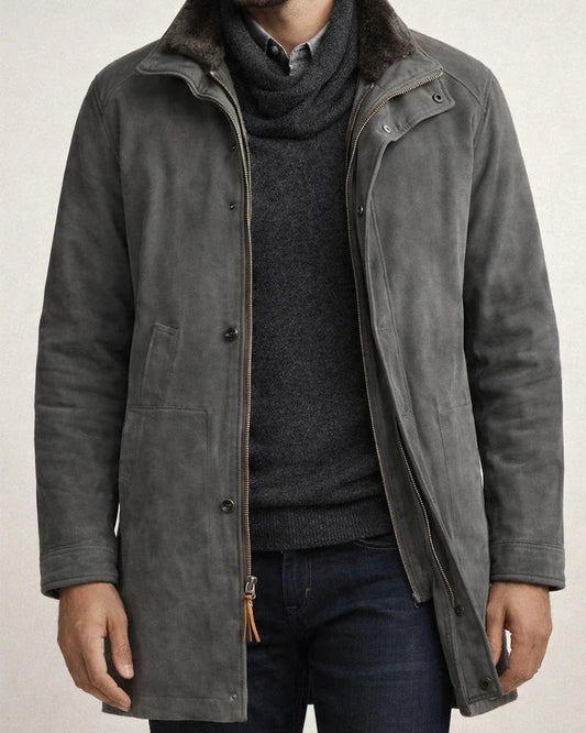 Fall and Winter Men's Mid-length Fur One Paragraph Tweed Coat Jacket | JRSEE:93c81417-1860-4162-8399-dadf4697e655