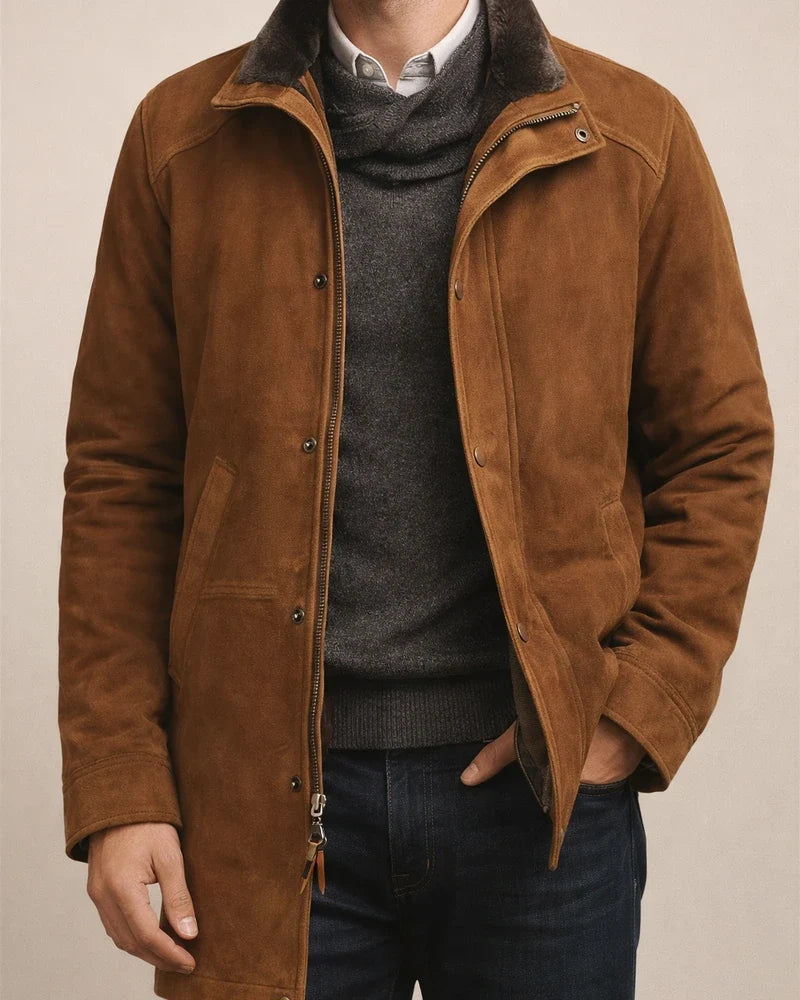 Fall and Winter Men's Mid-length Fur One Paragraph Tweed Coat Jacket | JRSEE:fd7e870d-d904-4584-bab4-13367feb1ce1