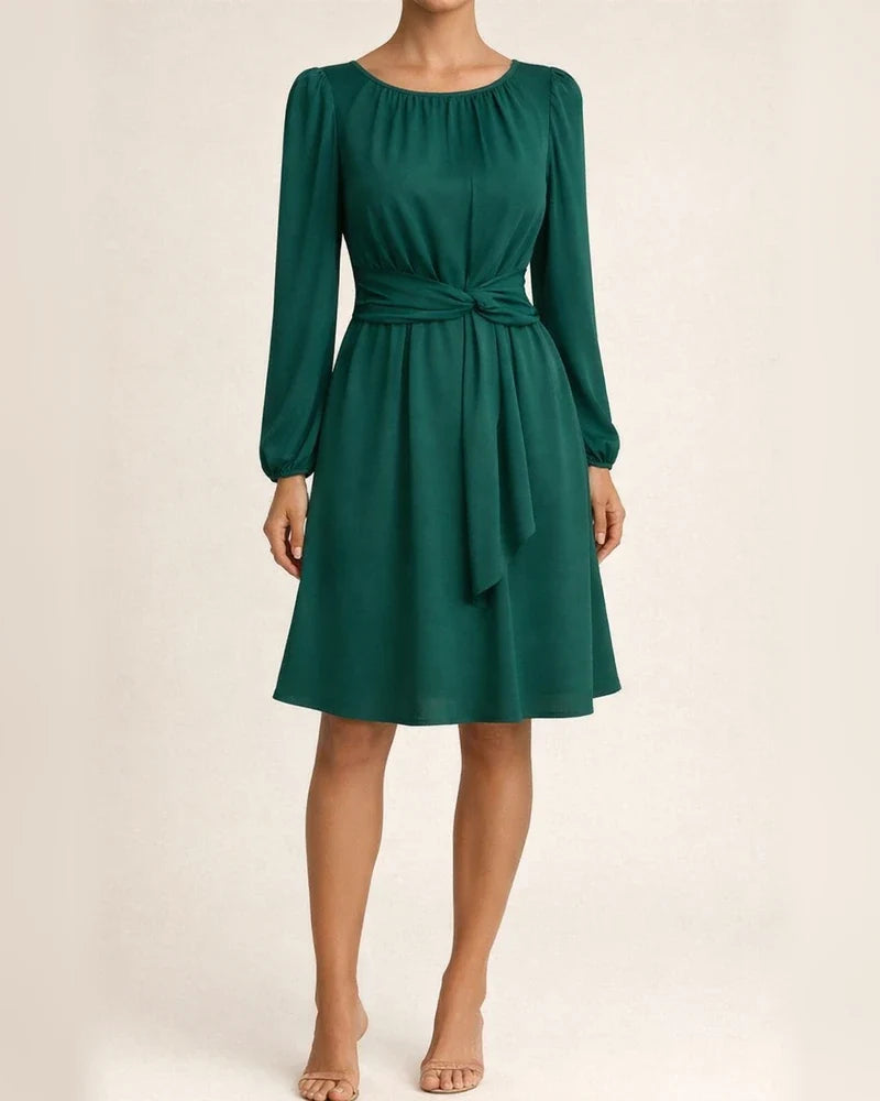 Fall and Winter New Fresh Sweet Women's Hot Round Neck Shrink Pleated Long-sleeved Dresses | JRSEE:7d31d388-709f-4241-aa65-55d4606d1ec1