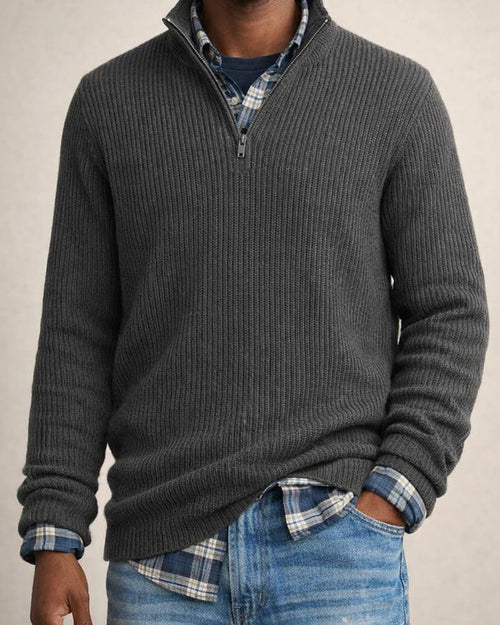 Fall and Winter New Men's Business Casual Loose Zipper Collar Sweater | JRSEE:a5f95f00-af4c-4609-86c2-259edea6b016