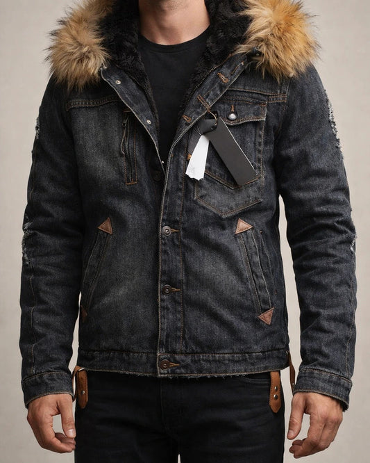 Fall and Winter New Men's Denim Jacket Padded and Thickened Fitted Denim Jacket Coat Men's Clothing | JRSEE:a5972974-1a81-4769-91d5-b99a17af88ac