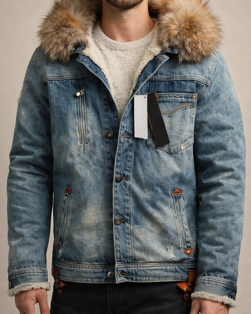 Fall and Winter New Men's Denim Jacket Padded and Thickened Fitted Denim Jacket Coat Men's Clothing | JRSEE:75b31396-1cdf-4b7b-8cd9-34b6006a4aa6