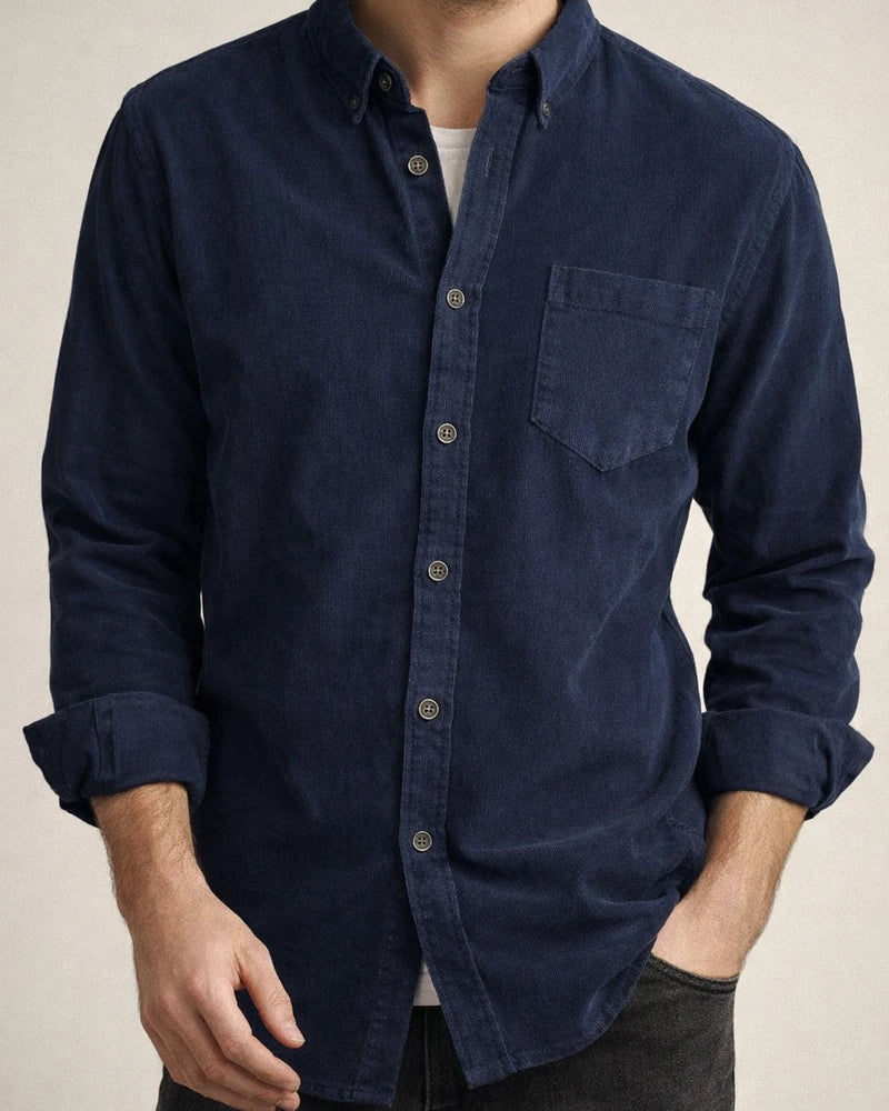 Fall and Winter New Men's Long-sleeved Shirt Corduroy Lapel Buttons Loose Casual Shirt | JRSEE:d9dd93ae-fc23-4f04-88c3-adbda392d1ed