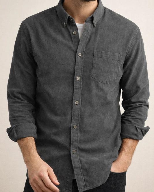 Fall and Winter New Men's Long-sleeved Shirt Corduroy Lapel Buttons Loose Casual Shirt | JRSEE:7ae071a8-d907-41c2-8ca0-7fe7966e72a3