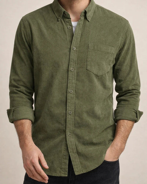 Fall and Winter New Men's Long-sleeved Shirt Corduroy Lapel Buttons Loose Casual Shirt | JRSEE:a834383a-86f2-4d0e-a329-3e9dc227dd85