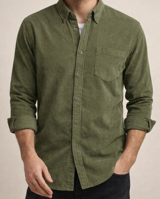 Fall and Winter New Men's Long-sleeved Shirt Corduroy Lapel Buttons Loose Casual Shirt | JRSEE:a834383a-86f2-4d0e-a329-3e9dc227dd85