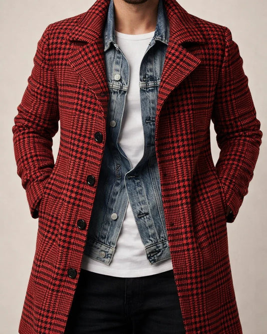 Fall and Winter New Side Seam Pockets Fashion Plaid Lapel Coat Casual Fashion Medium-length Coat | JRSEE:3bf37764-050f-4234-ac89-7c03dd08d07e