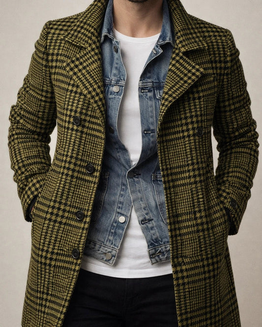 Fall and Winter New Side Seam Pockets Fashion Plaid Lapel Coat Casual Fashion Medium-length Coat | JRSEE:7c4f7e30-cc9e-4a3d-9777-3c6c749fefe0
