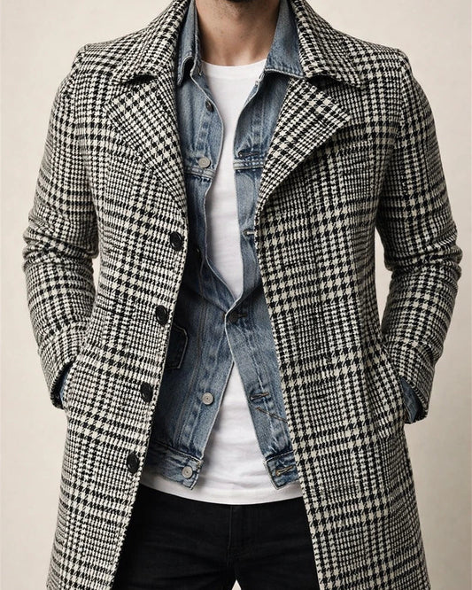 Fall and Winter New Side Seam Pockets Fashion Plaid Lapel Coat Casual Fashion Medium-length Coat | JRSEE:33f4c2fd-5c7d-4d9e-865d-990e06e04477