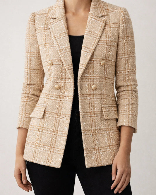 Fall and Winter New Women's Explosive Suit Long-sleeved Double-breasted Printed Suit Small Jacket Blouse | JRSEE:b45ac883-8248-44bf-ac85-b6fa8727ffe0