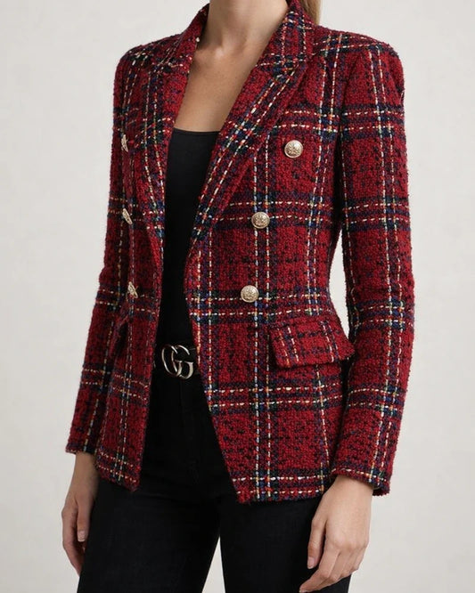 Fall and Winter New Women's Explosive Suit Long-sleeved Double-breasted Printed Suit Small Jacket Blouse | JRSEE:afc4cb30-11e6-4861-a0fd-06c2cb31bdfd