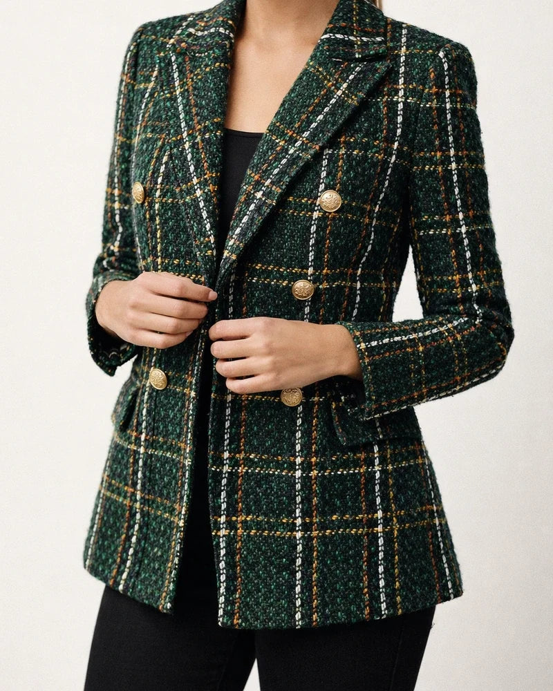 Fall and Winter New Women's Explosive Suit Long-sleeved Double-breasted Printed Suit Small Jacket Blouse | JRSEE:5182fb24-269c-4dd5-9e29-95731ef49fde