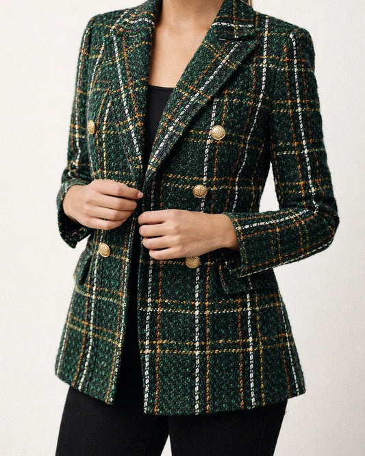 Fall and Winter New Women's Explosive Suit Long-sleeved Double-breasted Printed Suit Small Jacket Blouse | JRSEE:5182fb24-269c-4dd5-9e29-95731ef49fde