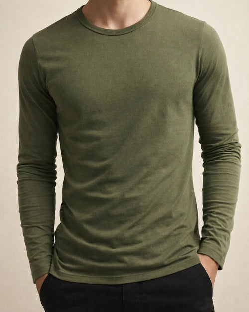 Fall New Arrival Color Long Sleeve T-Shirt Men's Fitted Crew Neck Slim-Fit Base Layer Versatile T-Shirt Top | JRSEE:a141791c-18a0-42d5-b6a6-84f4113dd07c